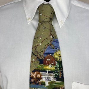 Rivety Silk Maine Sites & Roads Necktie